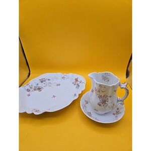 Haviland & CO Roses Pitcher/Creamer, Serving Dish & Bowl Antique